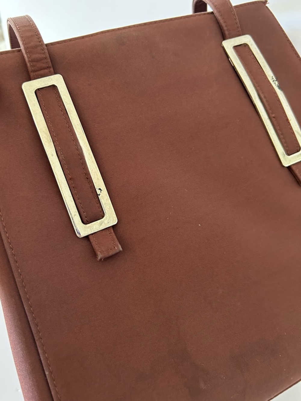 Vintage Y2K Handbag Shoulder Tote (Flawed) - Unbranded - Color: Burgundy/Brown - Picture 13 of 16